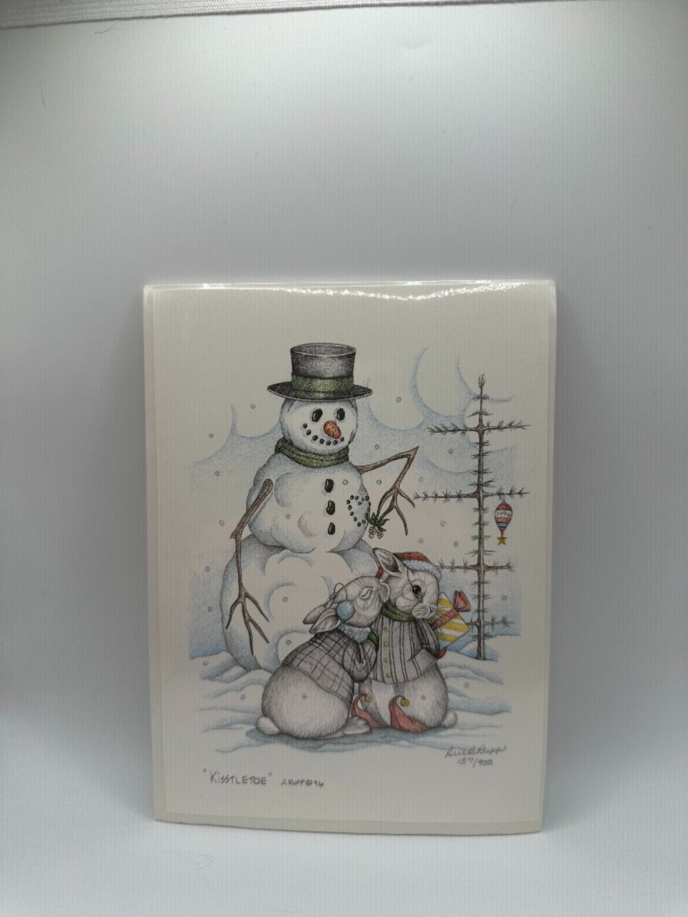 Sue B Rupp Kissletoe Signed Numbered 157/950 1996 Rabbit Art Print 5 X 7